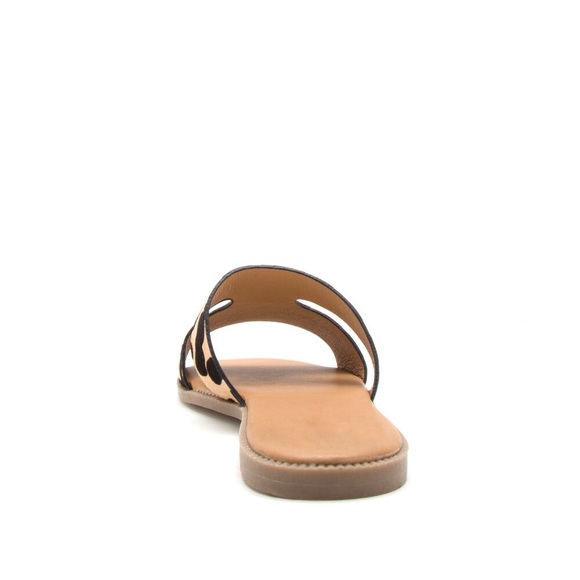 Qupid - Tan Black Leopard Single Band Slide - Picture 4 of 5